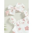 thumbnail image 6 of Musuos Baby Girls 3Pcs Summer Outfits, 3 6 12 18M Floral Sleeveless Strap Romper + Shorts + Headband Set, 6 of 10