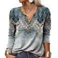 thumbnail image 2 of Blusa de ajuste casual,Blusa casual con cuello en V con muescas para mujer Blusa con cuello con muescas Diseño exquisito, 2 of 5