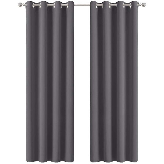 Cortinas Opacas Para Sala De Estar - 140 X 240 Cm, Gris, Par De Cortinas Con Ojales Con Aislamiento Térmico/Cortinas Pesadas Para Dormitorio, 2 Piezas. Afortunado Sencillez