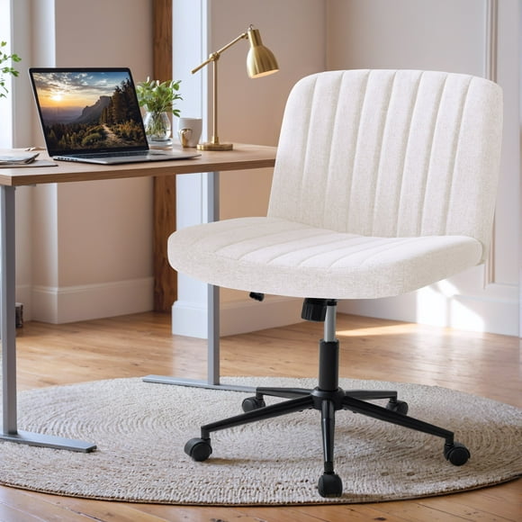 Homall Office Chair Height Adjustable Armless Chair Home Office Desk Chairs with Universal Wheels, Beige