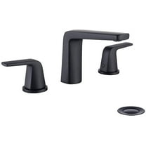 8 inch 2 Handles Widespread Bathroom Faucet 3 Holes with Pop up Drain Assembly and Water Supply Lines (Black)