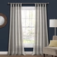 thumbnail image 3 of Lush Decor Burlap Knotted Tab Top 95" x 45" Solid Dark Linen Cotton Window Panel Pair, 3 of 11