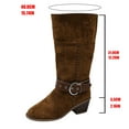 thumbnail image 5 of Wdhugt Women Western Mid-Calf Boots Casual Versatile Cool Eye-Catching Belt Buckle Cuff Mid-Heel Knight Style Fall Winter Comfortable Height-Increasing Material Flock Size 6.5 Us Foot Leng, 5 of 9