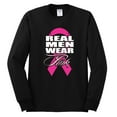thumbnail image 2 of Real Men Wear Pink Awareness Mens Long Sleeve Shirt, Black, Small, 2 of 3