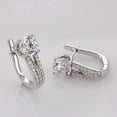 thumbnail image 3 of 2 Ct Round Cut White Moissanite Huggie Hoop Earrings 14k White Gold Plated, 3 of 4