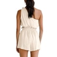 thumbnail image 4 of Women Casual 2 Pieces Set One Shoulder Tank Tops & High Waist Elastic Shorts, 4 of 5