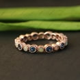 thumbnail image 5 of Round Cut Opal & Blue Sapphire Full Eternity Band Ring, 925 Sterling Silver Ring, Anniversary Ring, Minimalist Ring, Handmade Fine jewelry., 5 of 5
