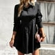 thumbnail image 1 of Vestido Vestido corto de línea A para mujer, vestido camisero de manga larga con botones, vestido de playa de verano Ygjytge Negro T S para Mujer, 1 of 6