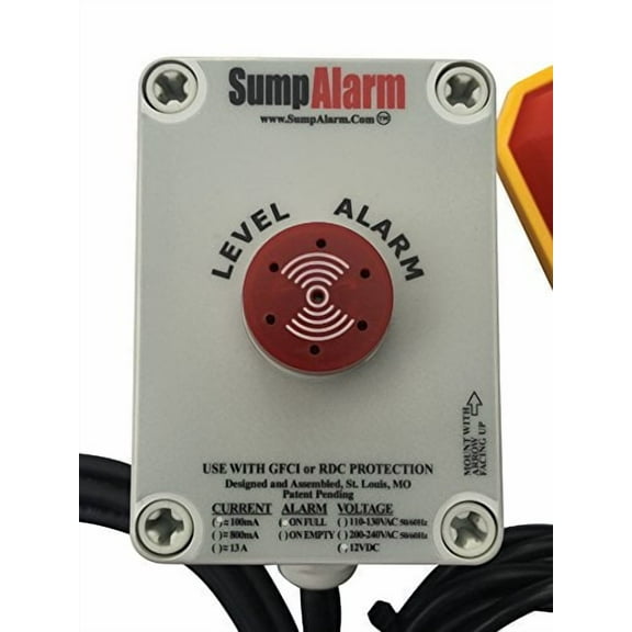 Sump Alarm Back Up Battery 12V DC in/Outdoor High Water Alarm for DC/Battery Back-up Septic/Sump/Pond Pumps/Solar Installations