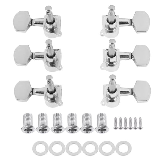 Vruelia 6 Pieces Silver Acoustic Guitar Machine Heads Knobs Guitar String Tuning Peg Tuner(3 for Left 3 for Right)