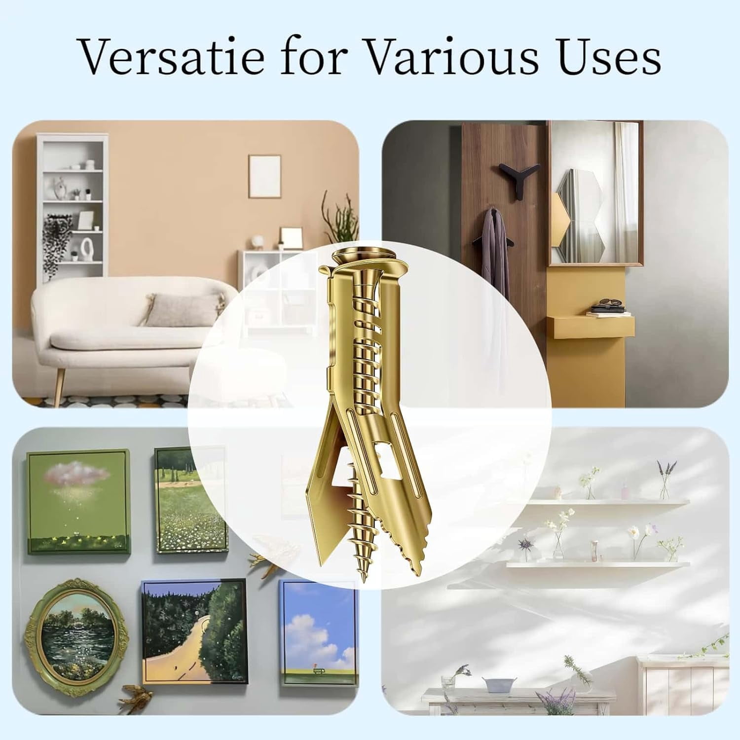 Self Drilling Drywall Anchors with Screws Kit 400Pcs-200 Sheetrock Anchors 200 Zinc Expansion Screws New Upgraded Zinc Plated Steel No Drill or Holes in Wall,for Wall Hanging,Cabinets