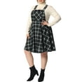 thumbnail image 4 of Unique Bargains Women's Plus Size Overall Pinafore Adjustable Straps Swing Short Dress 4X Black White, 4 of 6