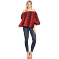 thumbnail image 5 of Sakkas Oni Women's Off the Shoulder African Ankara Wax Print Blouse Top Oversize - 114-RedBlack - One Size Regular, 5 of 5