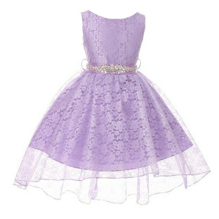 Girls Lilac Lace Overlay High Low Skirt Sleeveless Flower Girl (Best Color Combinations For Dress Clothes)
