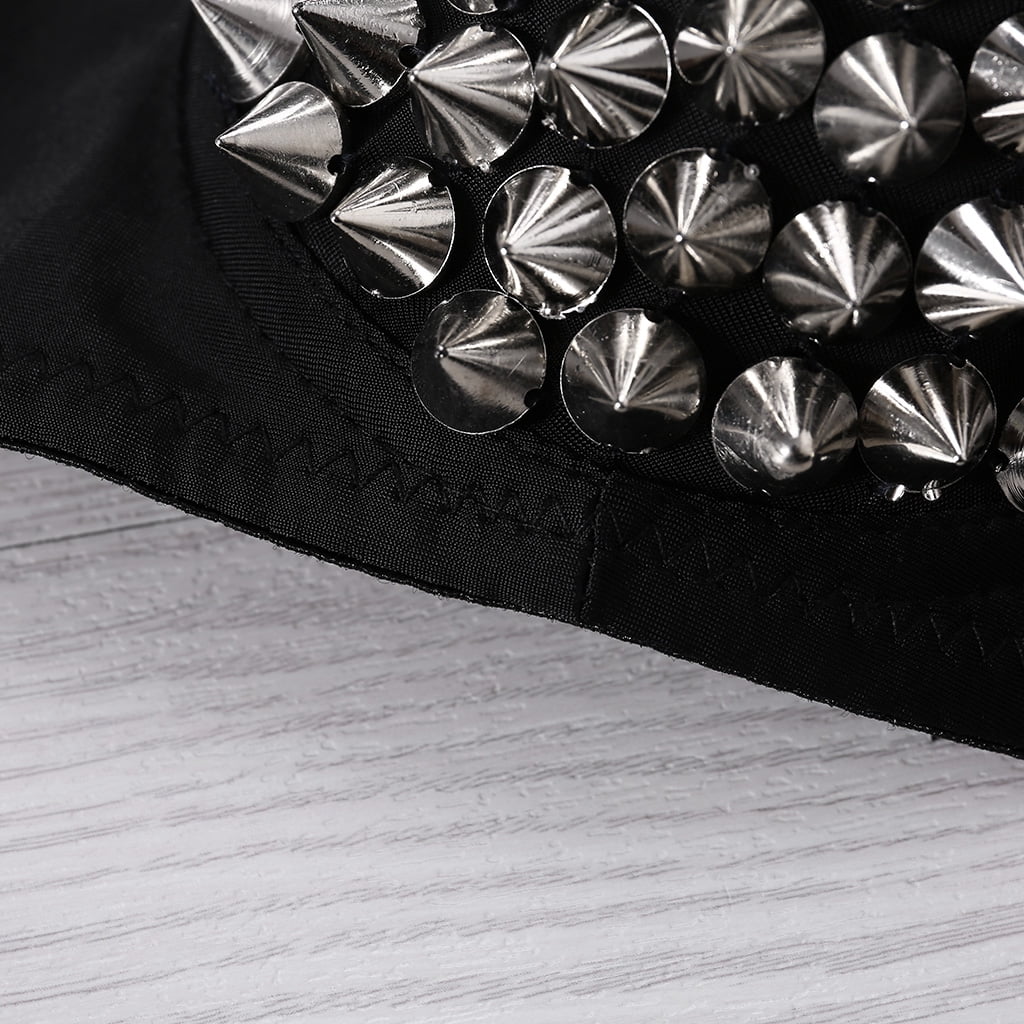Women's All-over Spike Stud Dance Bra Metallic Punk Style Nightclub Wear