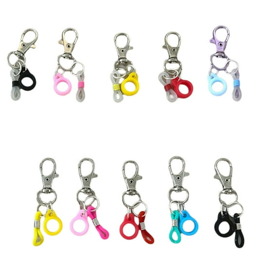 Necvior Pack of 10Pcs Silicone Pen Clips with Lobster Clasp Keychain Lanyard Pen Holder Clip for Lanyard Badge Reels Accessories