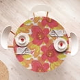 thumbnail image 4 of Ambesonne Floral Fitted Round Tablecloth, Warm Colored Botanical Art, 40"- 44" Diameter, Dark Coral Pale Vermilion, 4 of 5