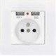 thumbnail image 1 of Power Socket Glass Panel French Standard Wall with Power Indicator Dual Usb Charging 2.1A,16A 250V White, 1 of 5