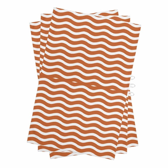 Orange White Kitchen Towels Set of 3, Water Absorbent Dish Towel, Modern Abstract Waves Water Ripple Striped Decorative Hand Towels - Quick Drying Cloth for Cooking Baking, 18x28 Inch