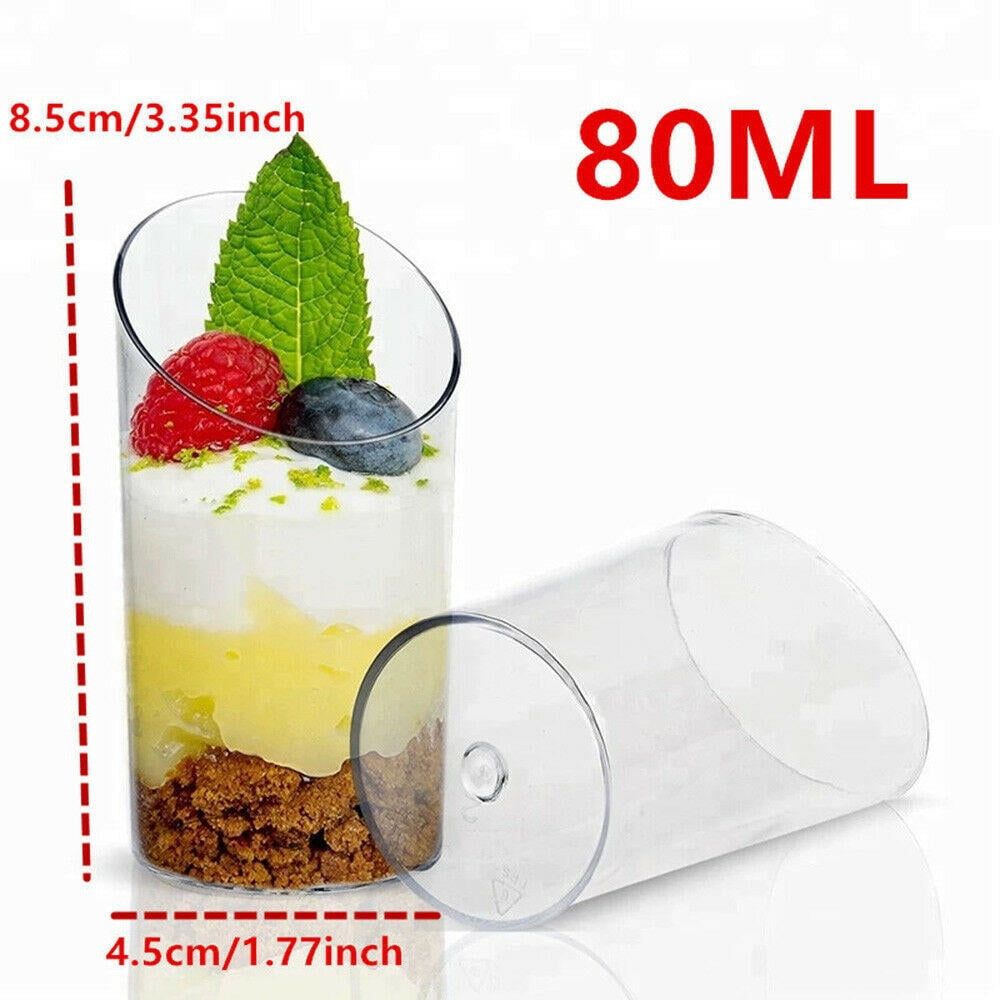 SPGIE 10Pcs Mini Clear Plastic Dessert Cups MultiUse Parfait Mousse