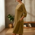 thumbnail image 5 of IROINNID Velvet Dress for Women's Elegant Evening Gown Long Sleeve Wide Neck Knee Length Casual Party Wear Comfortable Soft Breathable Daily Dress(Gold#1,S), 5 of 9