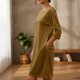thumbnail image 5 of TaTaai Women's Spring Summer Velvet Dress 3/4 Sleeve Round Neck Solid Color with Pockets Casual Knee Length Soft Stretchy Gift, 5 of 9