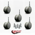 thumbnail image 2 of 2-3/8 Inch Gray Floor Safe Twin Wheel Casters 5/16 Grip Neck Stem Set of 5 SCC, 2 of 2