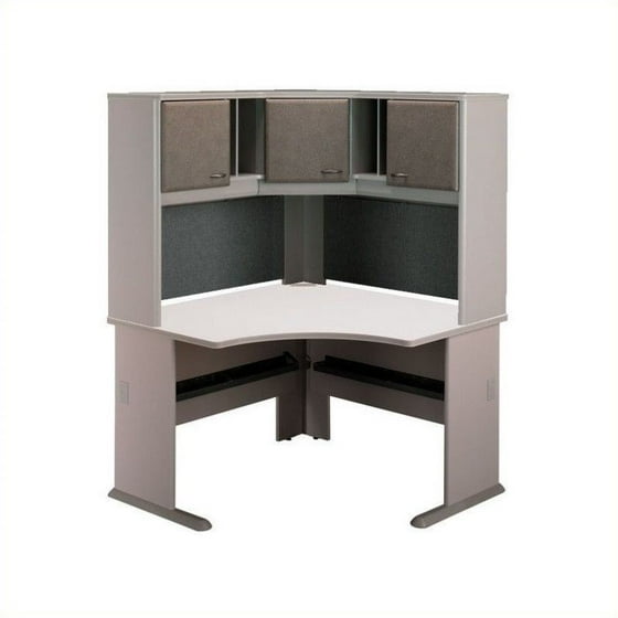 Bush Business Series A 48 Corner Computer Desk With Hutch In Pewter