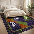 thumbnail image 3 of ODIKA 8'x10' Washable Area Rug Purple Green Vibrant Abstract Leafy Dynamic Geometric Design with Bold Accents for Living Room, Under Sectional, Family , Durable, Non-Slip, 3 of 7