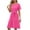 Hot Pink, variant on ZVNAΖH Womens Summer Casual Short Sleeve Swing Dress Tie Waist Knee Length Dress Crew Neck Pleated Flowy Dress