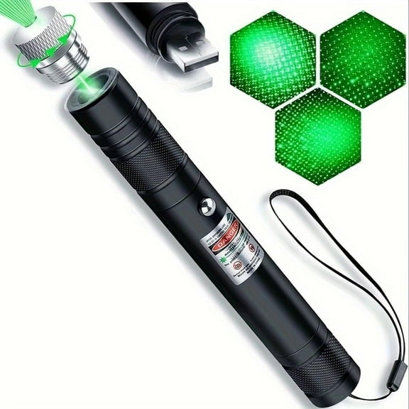 Damflew Green Laser Pointer High Power Pen - Long Range Rechargeable Laser Beam, USB Charging for Hiking, Presentations & Outdoor Use (Professional-Grade Green Light)