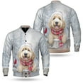 thumbnail image 3 of Playful Goldendoodle Welcomes Winter Snowy Day with Cardinal Bird All Over Print 3D Baseball Jacket Doodle Dog Lover Gifts Idea Bomber Jacket Softball - 12017, 3 of 6