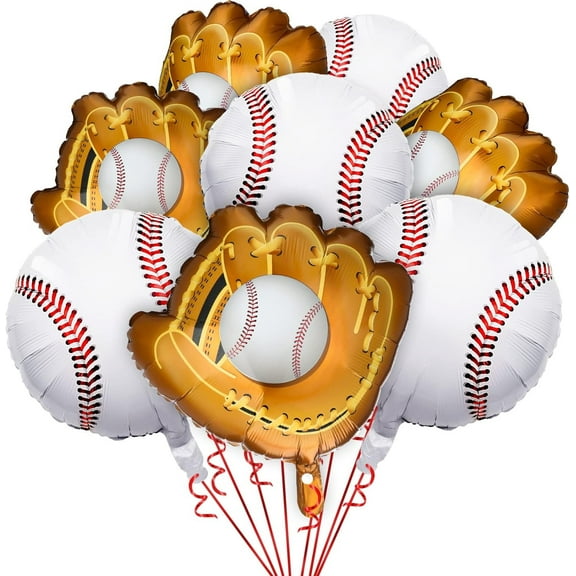 BlinkL Skylety 8 Pcs Baseball Balloons Baseball Foil Glove Balloon Birthday Party Decorations 18 Inch Sports Themed Senior Night Decorations Supplies
