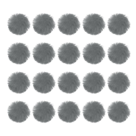 Uxcell Faux Fur Pom Poms for Hats 20 Pcs Fluffy Soft Fur Poms Balls with Elastic Loop for Keychain Dark Gray