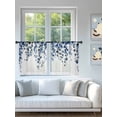 thumbnail image 4 of Sheer Curtains 45 Inch Length 2 Panels Set for Kitchen, Navy Blue Eucalyptus Leaves Semi Sheer Curtains for Windows, Watercolor Summer Leaf Voile Window Treatments Rod Pocket Curtain, 4 of 7