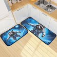 SKYSONIC Kitchen Rug Set 2 Piece Raccoon Astronaut Print, Low Pile