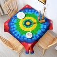 thumbnail image 2 of Colorful Tie Dye Circle Pattern Square Tablecloth,Waterproof Square Table Cover,Wipeable Spillproof Washable Table Cover for Home Kitchen Party Decor 52"x52"(132x132cm), 2 of 6