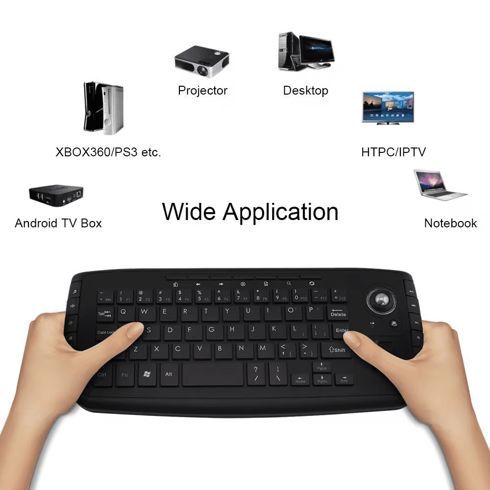 JOMAA Wireless Trackball Keyboard 2.4G Mini Keyboard Music Ergonomic Keyboard with trackball and Scroll Wheel