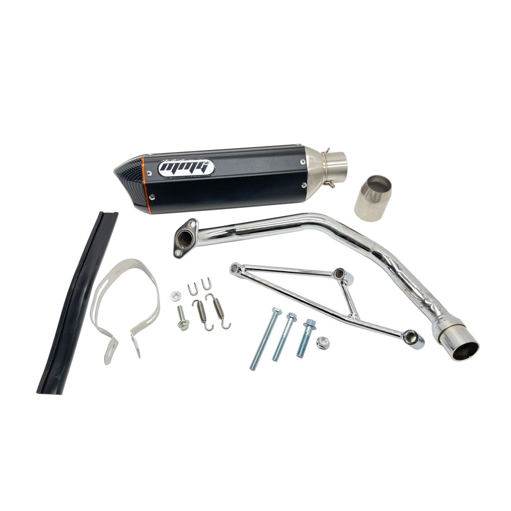 MMG Exhaust System Muffler for GY6 125cc 150cc 4 Stroke Scooters (Black Finish)