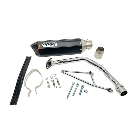 MMG Exhaust System Muffler for GY6 125cc 150cc 4 Stroke Scooters (Black Finish)