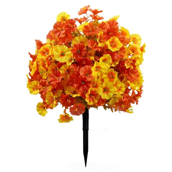 Autumn Artificial Flower Topiary Ball Ground Stake,Faux Fall Floral Sphere,Weatherproof for Outdoor Garden,Yard,Porch Seasonal Decor,17.7 inches