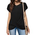 thumbnail image 2 of Tops con mangas de pétalos de Color liso, camisetas con mangas cortas y cuello redondo, camisetas con mangas de pétalos, camiseta de manga corta para mujer, calidad en la que puedes confiar, 2 of 6