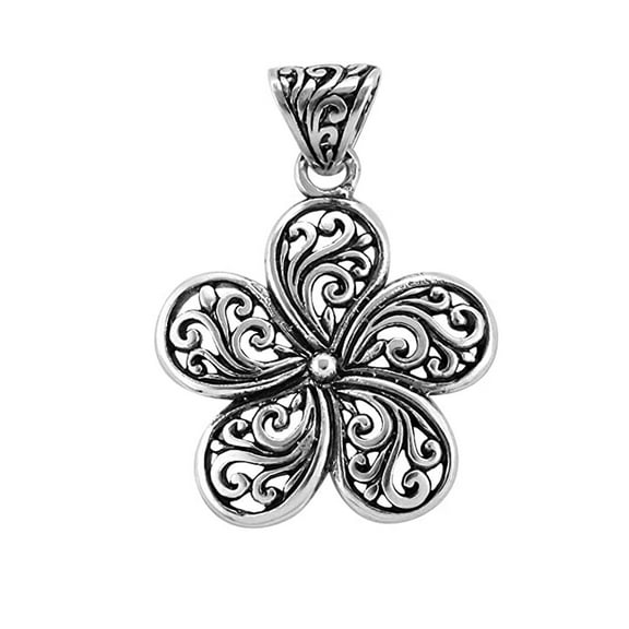 Shop LC BALI LEGACY Women Sterling Silver Swirl Flower Pendant Necklace 3.8 g Birthday Mothers Day Gifts for Mom