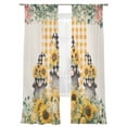 thumbnail image 2 of Sunflower Gnomes Sheer Curtains 84 Inches Long 2 Panels Set, Window Sheer Curtains for Living Room/Bedroom, Spring Eucalyptus Floral Orange Plaid Light Filtering Rod Pocket Curtain 52''x84''x2, 2 of 8