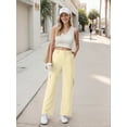 thumbnail image 6 of GIRUNS Womens Cargo Pants High Waist Trousers Beige M With Pockets Wide Leg Pants Loose Stretchy Casual Comfy Relaxed Fit Streetwear Long Straight Pants For Women, 6 of 7
