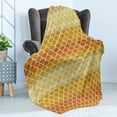 thumbnail image 4 of Geometric Soft Flannel Fleece Throw Blanket, Rising Sun Concept Fish Scale Pattern Sunburnt Transition Color, Cozy Plush for Indoor and Outdoor Use, 70" x 90", Pale Coffee Dark Orange, by Ambesonne, 4 of 5
