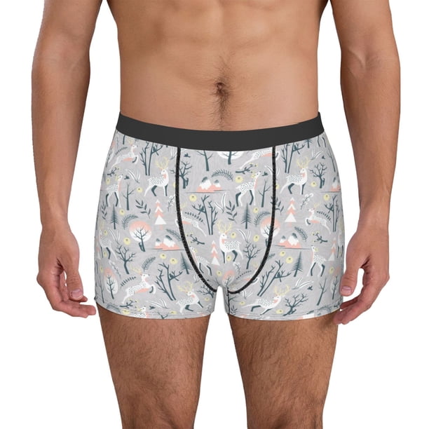 Balery white Moose winter tree Calzoncillos bóxer para hombre, ropa interior de algodón suave y transpirable con cinturilla de nailon-Medium