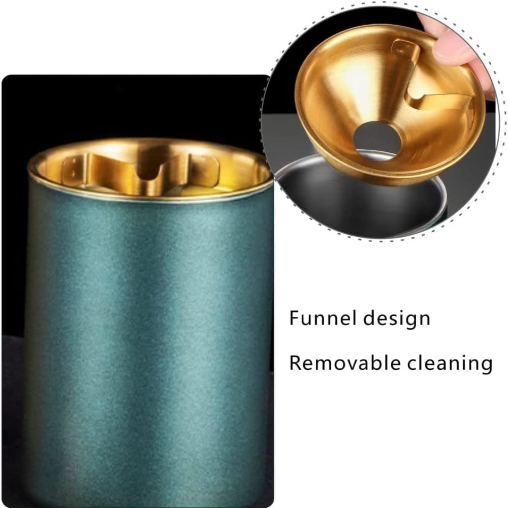 Ashtray with Lids Stainless steel ashtray dark fashion green gold