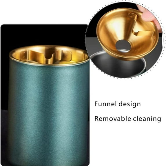 Ashtray with Lids Stainless steel ashtray dark fashion green gold-plated windproof ashtray, suitable for indoor or outdoor use