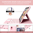 thumbnail image 4 of Kenke for iPad (A16) 11th/10th Gen 11/10.9 inch 2025/2020 case with Keyboard, Round Key, 7 Color Backlit, Multi-Touch Trackpad, Detachable Wireless Keyboard, Folio Cover with Pencil Holder,Light Pink, 4 of 10